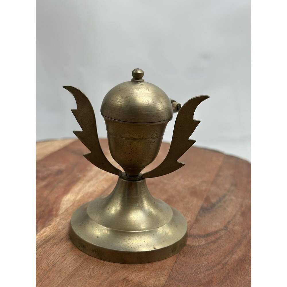 Brass Hinged Lidded Top Trophy Kohl Cup Vintage